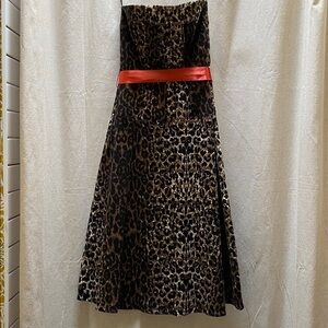 Leopard Print Dress with Red Accent